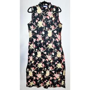 Pine Cone Hill Dress Size Large Length 47” Button Slits Floral Cotton